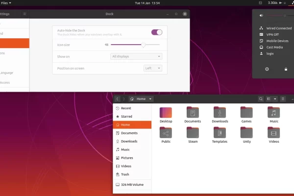 Novos ícones de pasta, berinjela como segunda cor de destaque atualmente em teste para o tema Ubuntu 20.04 Yaru