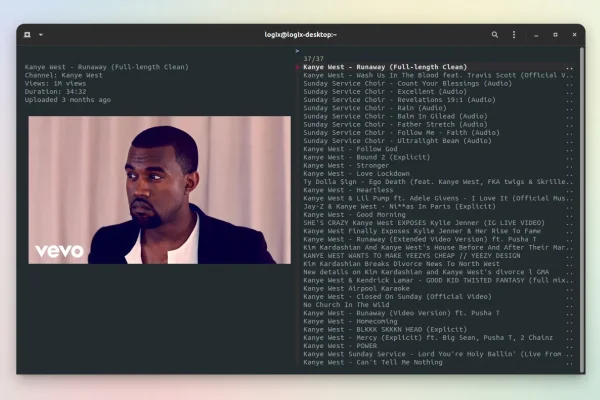 ytfzf - pesquise (com miniaturas) e assista vídeos do YouTube a partir do terminal