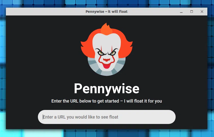 Pennywise carregar website em janela flutuante