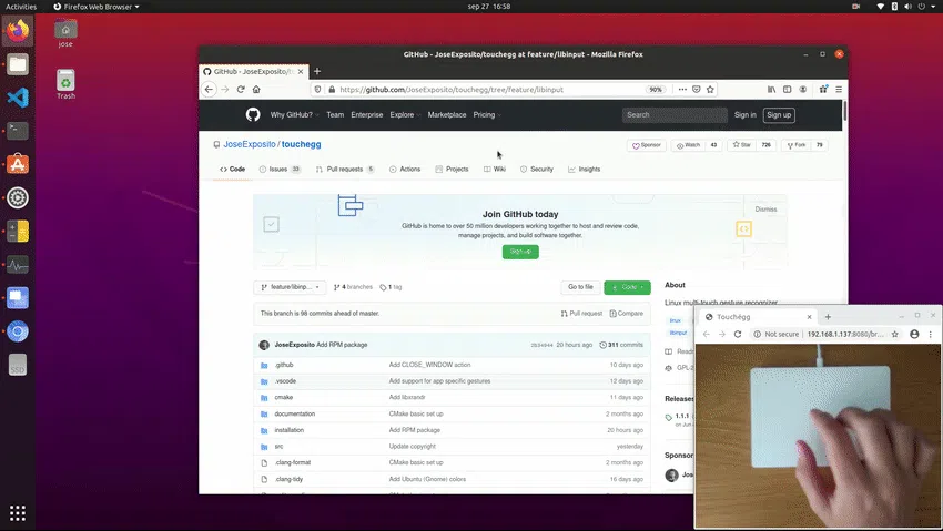 Gestos multitoque do touchpad Touchegg Linux