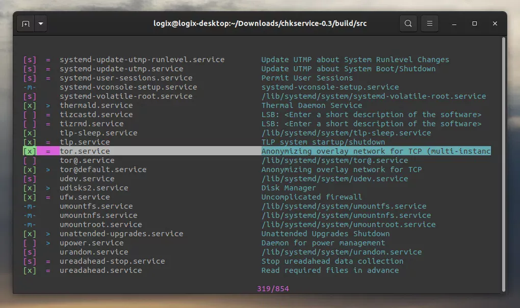 chkservice systemd manager