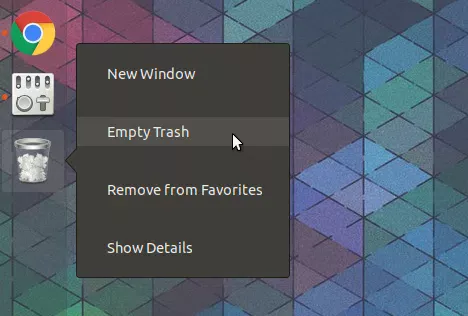 Ícone do lixo Gnome Shell dock