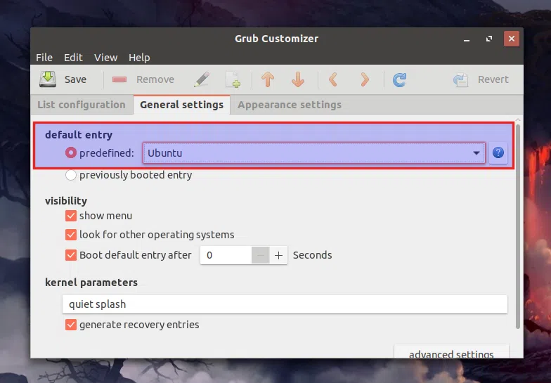 Alterar entrada selecionada padrão do menu de inicialização do GRUB