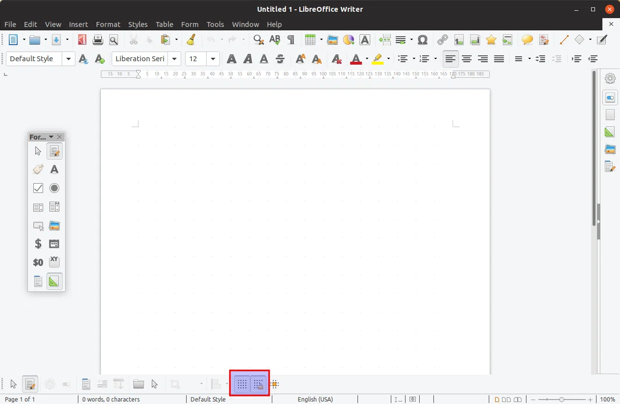LibreOffice display grid snap to grid