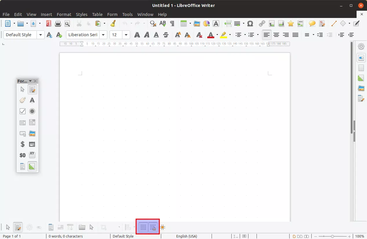 LibreOffice display grid snap to grid