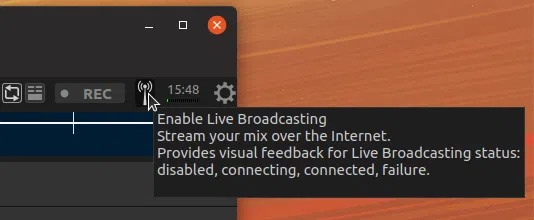 Mixxx habilitar transmissão ao vivo