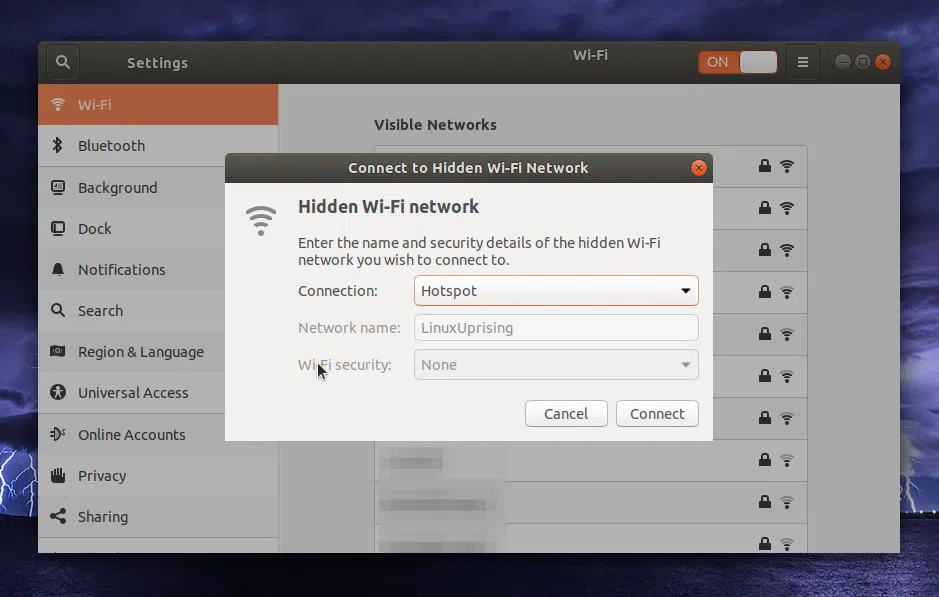 Rede Wi-Fi oculta do Ubuntu 18.04