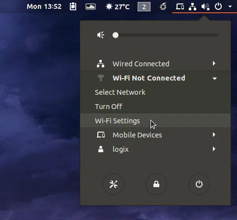 Configurações de Wi-Fi do Ubuntu