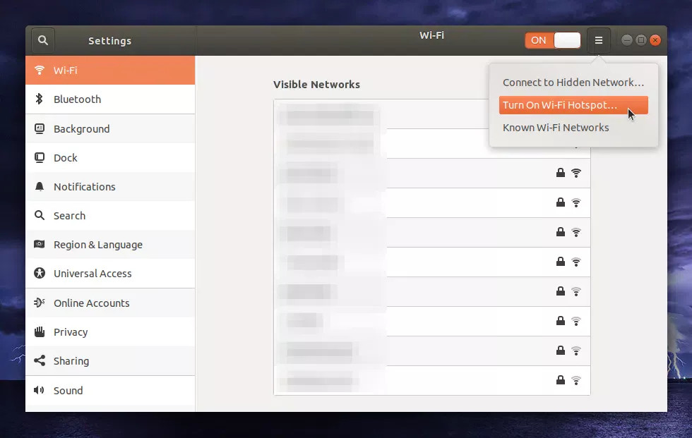 Ativar ponto de acesso Wi-FI Ubuntu Gnome