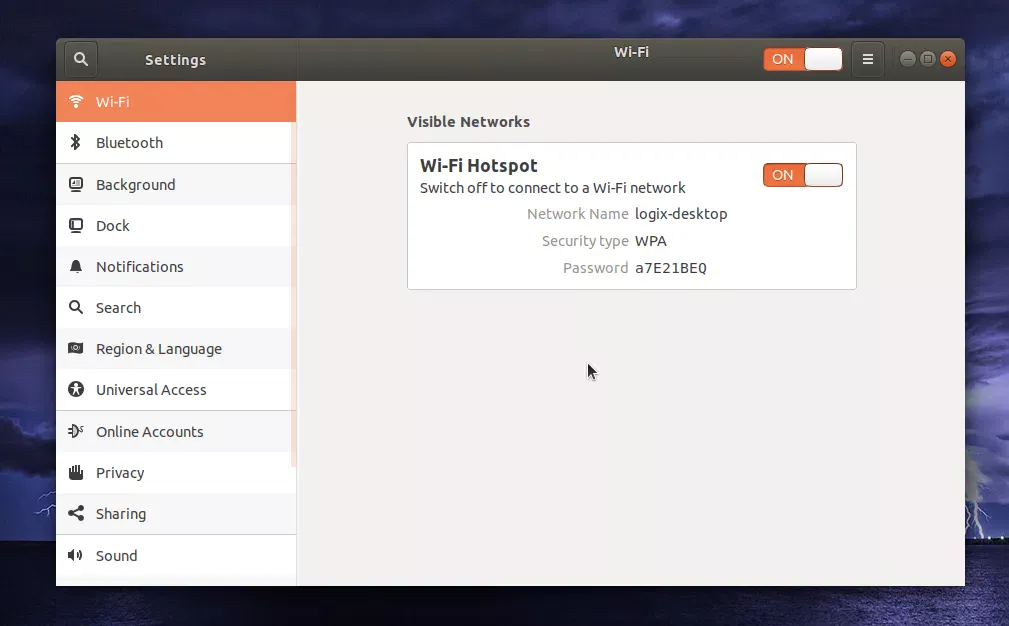 Detalhes do ponto de acesso Ubuntu
