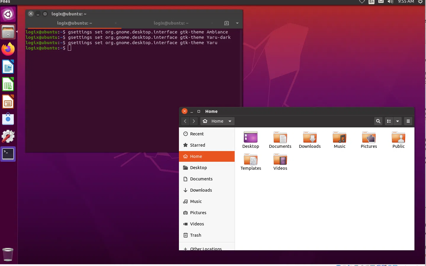 Unity yaru theme on Ubuntu 20.04