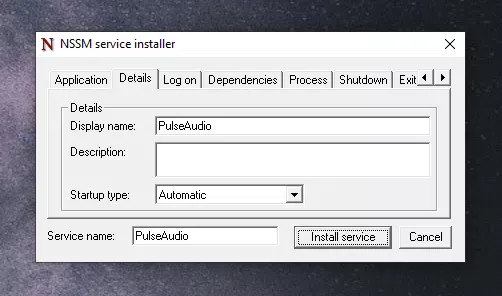 NSSM Detalhes Tab