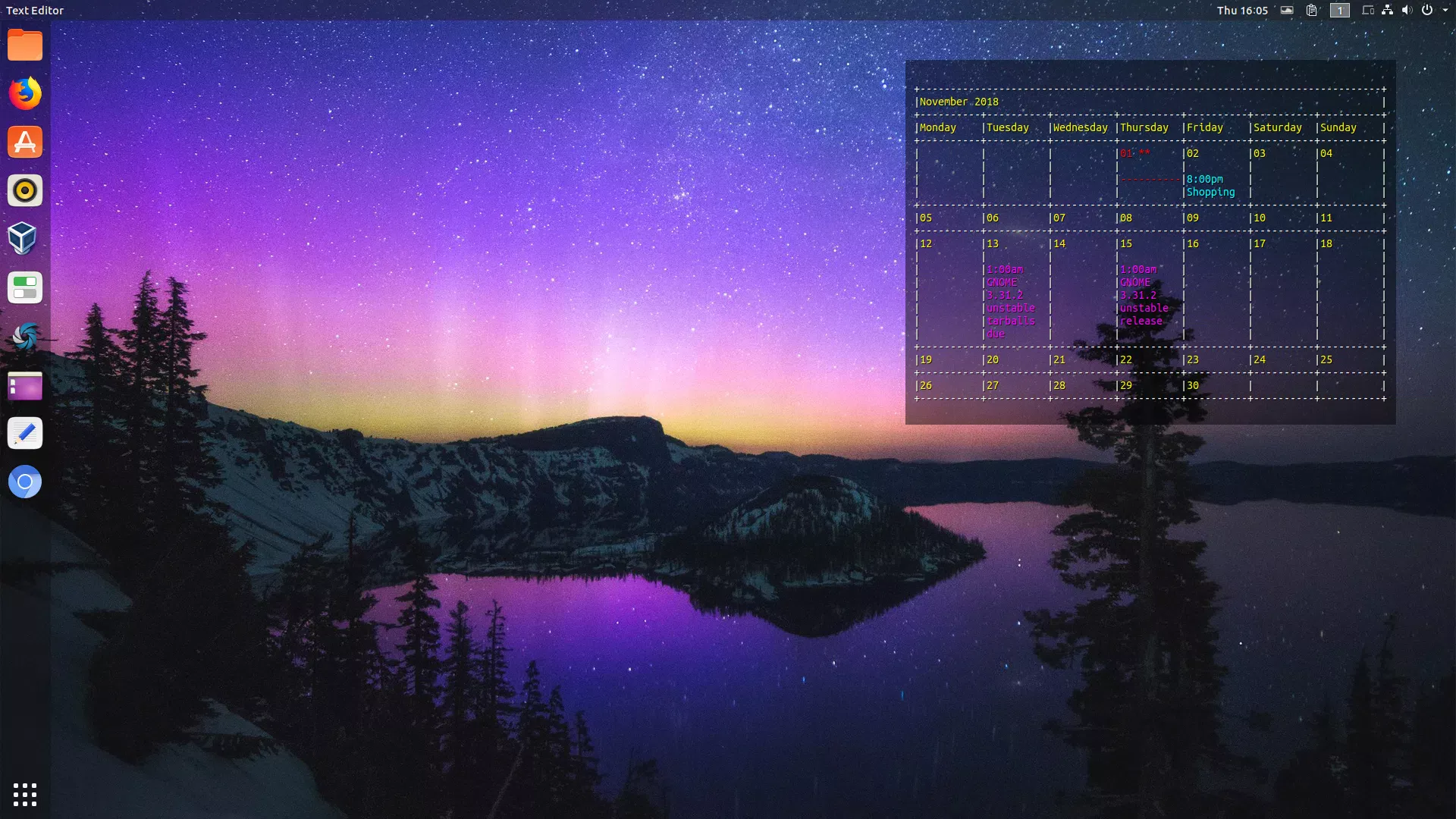 Google Agenda incorporado ao plano de fundo da área de trabalho no Linux