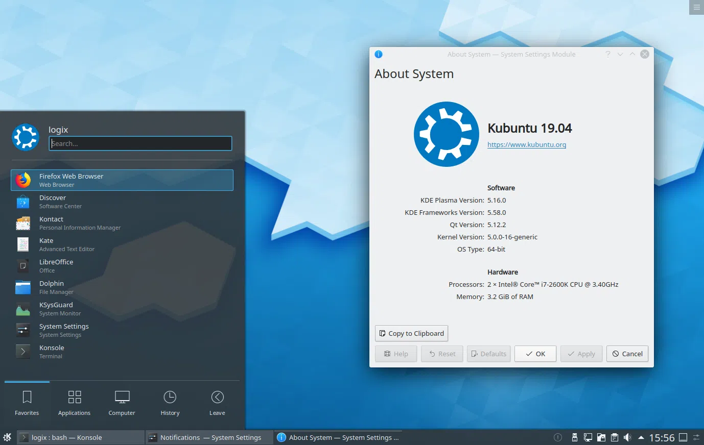 KDE Plasma 5.16 Kubuntu 19.04 Disco Dingo