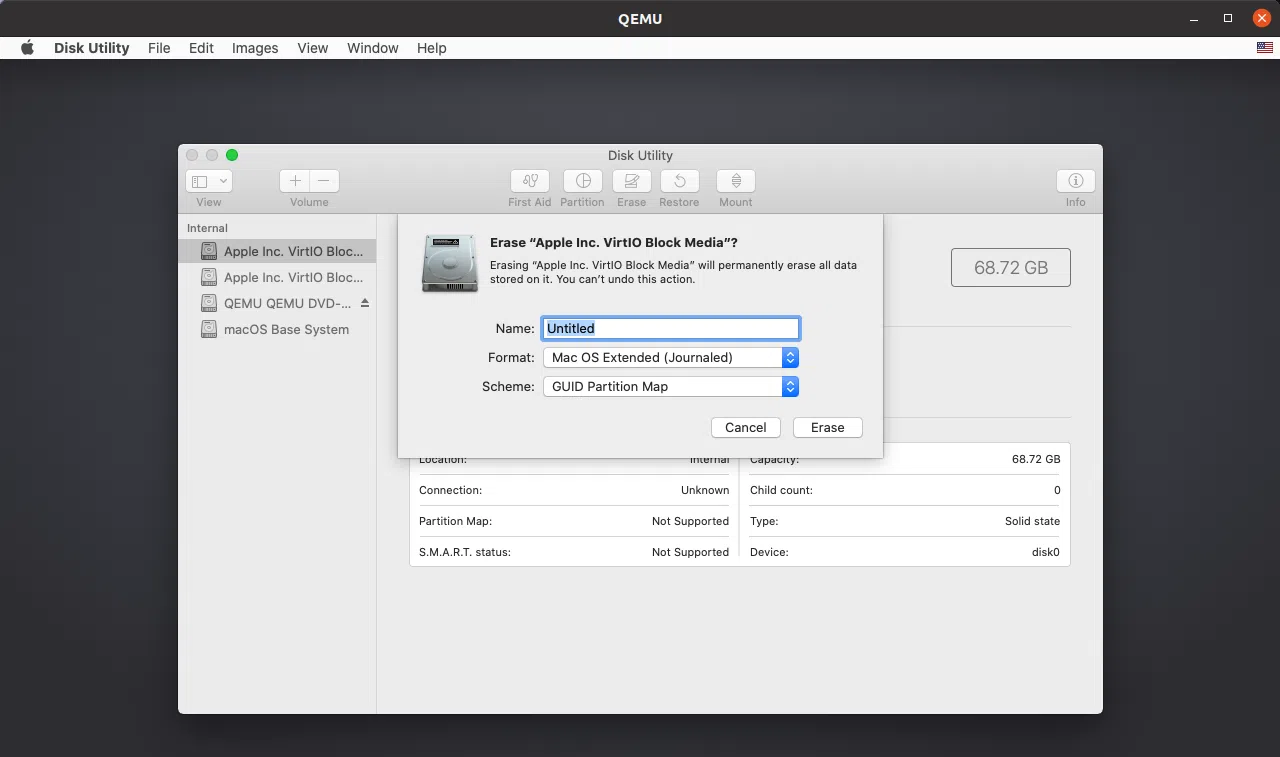 utilitário de disco rígido de formato macOS