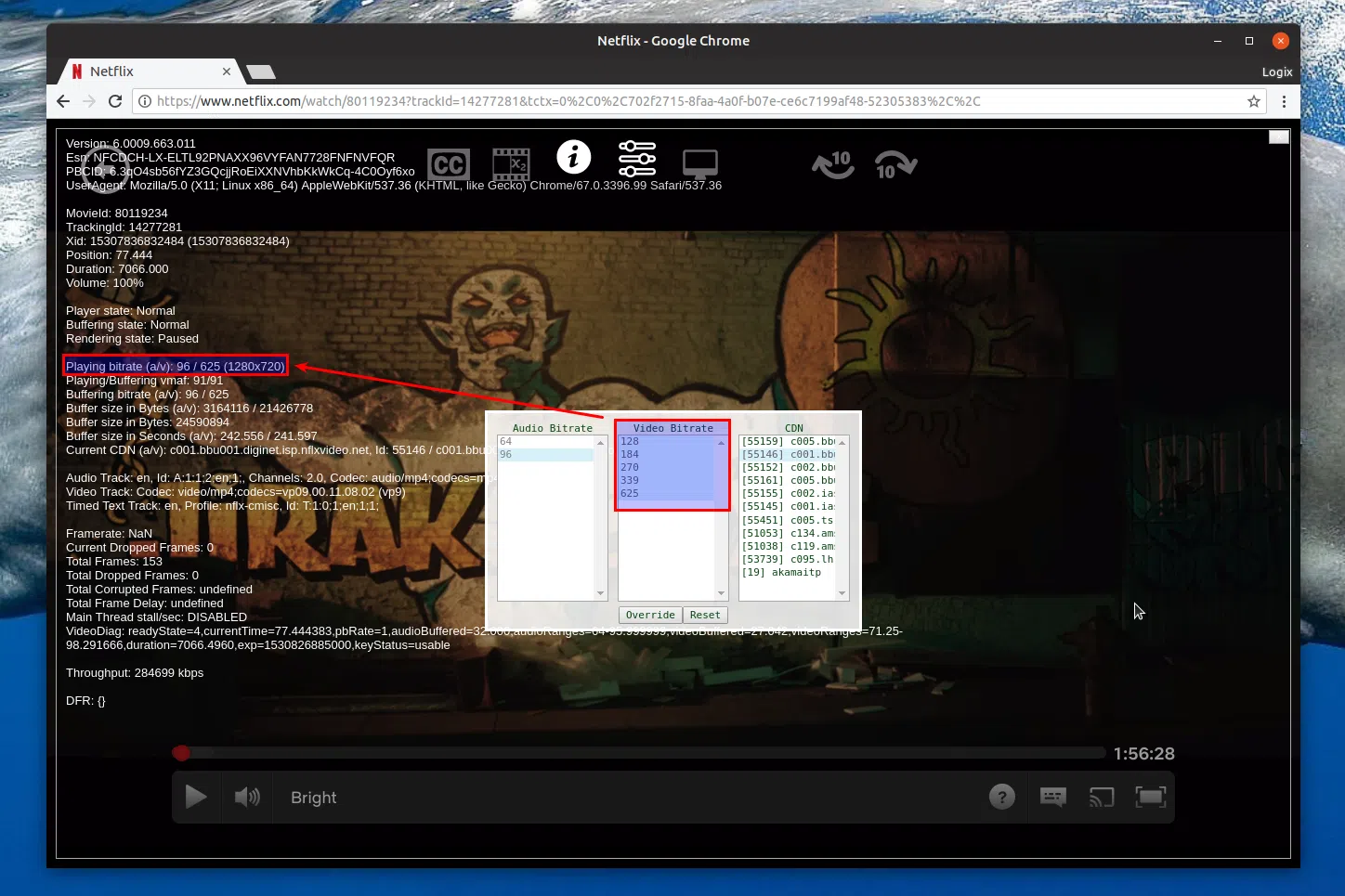Qualidade de vídeo padrão do Netflix no Google Chrome
