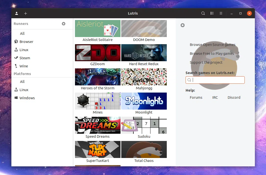 Lutris search game