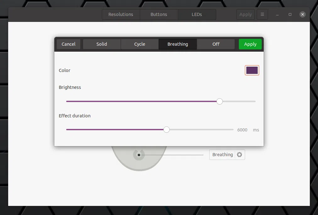 Piper configurar LEDs do mouse Linux