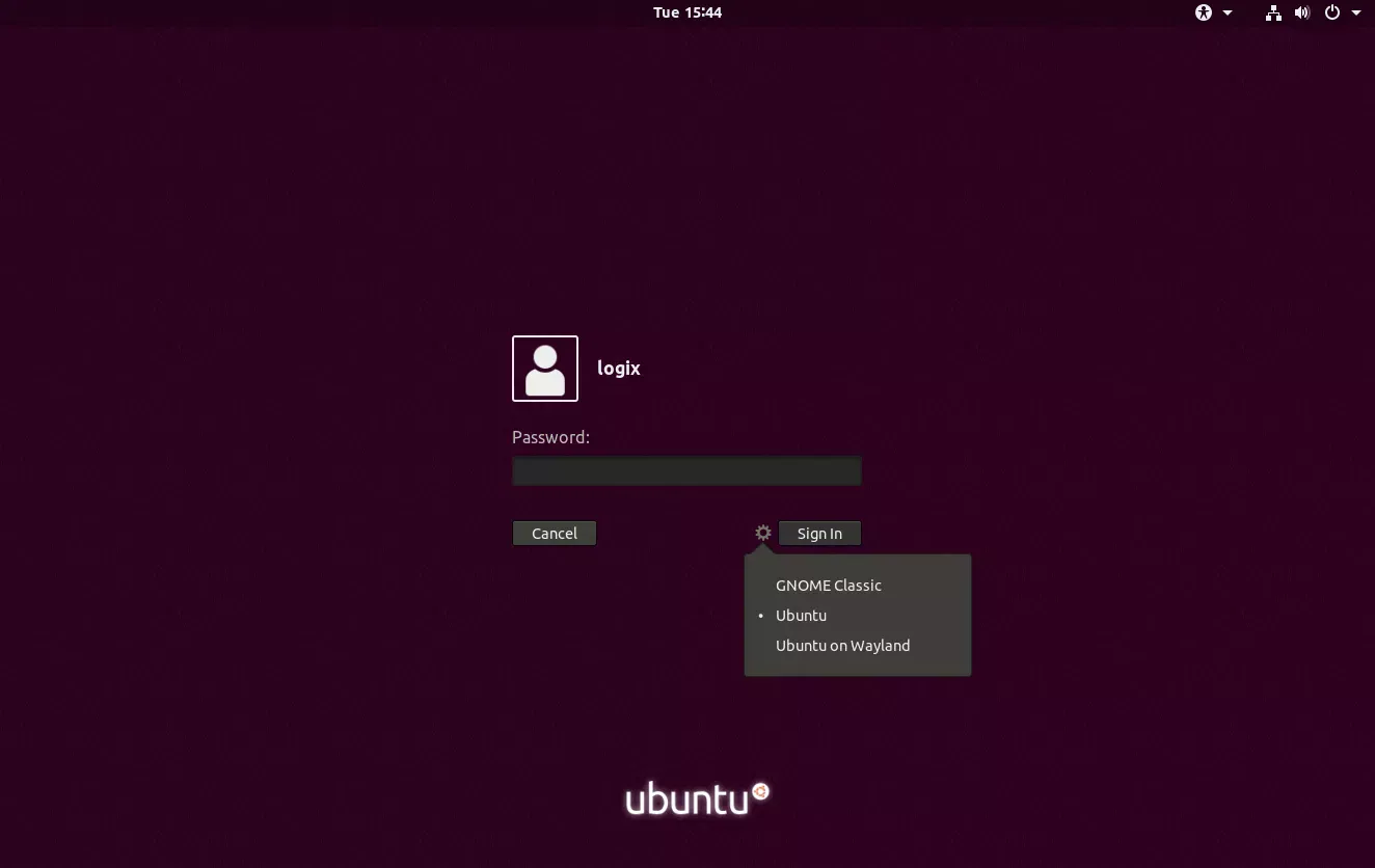 GDM3 login screen on Ubuntu