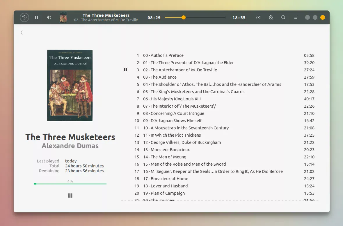 Leitor de audiolivro Cozy para desktops Linux