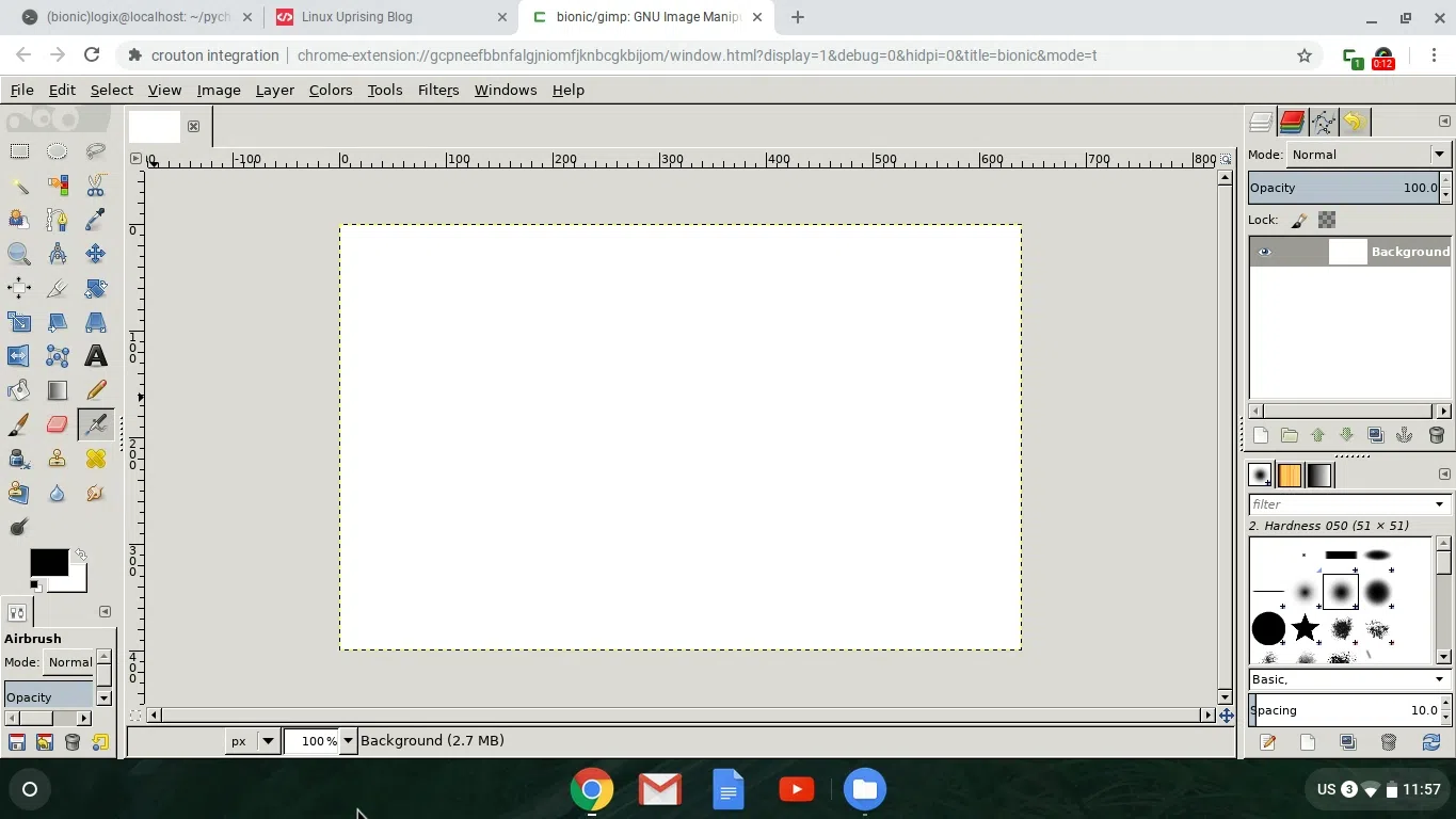 GIMP em execução em uma guia do navegador Chrome