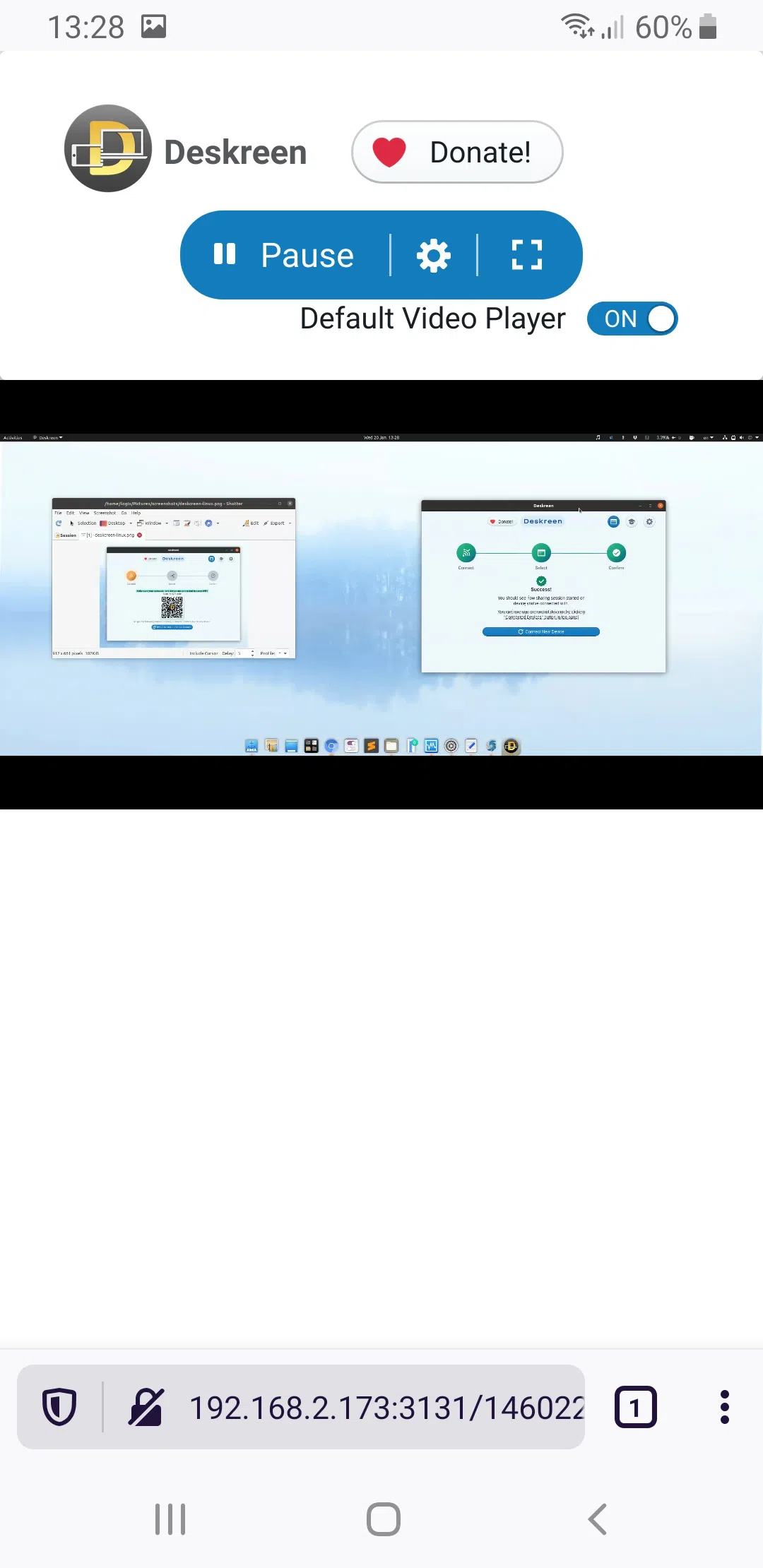 Deskcreen mobile browser working