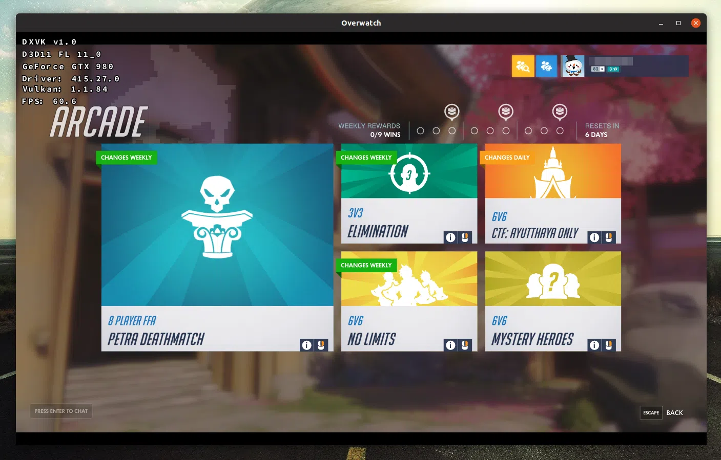 Overwatch Wine DXVK 1.0