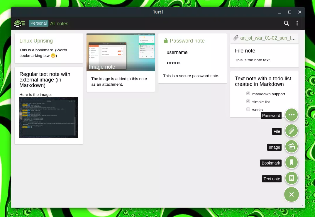 Aplicativo de desktop Turtl
