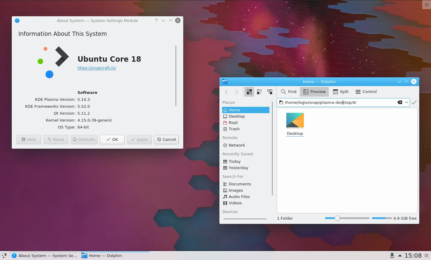 Fotos do KDE Plasma Desktop