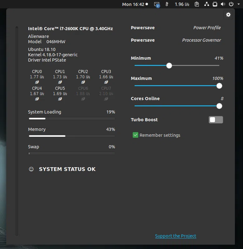 CPUFREQ Power Manager GTK