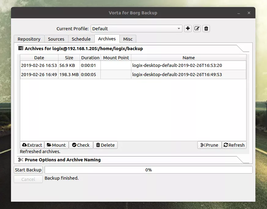 Arquivos de backup Vorta