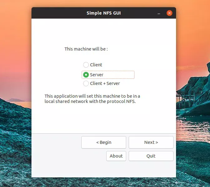 Configuração de servidor NFS GUI simples