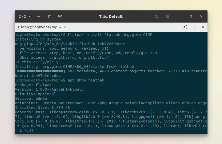 Permissões de instalação do Flatpak 1.0