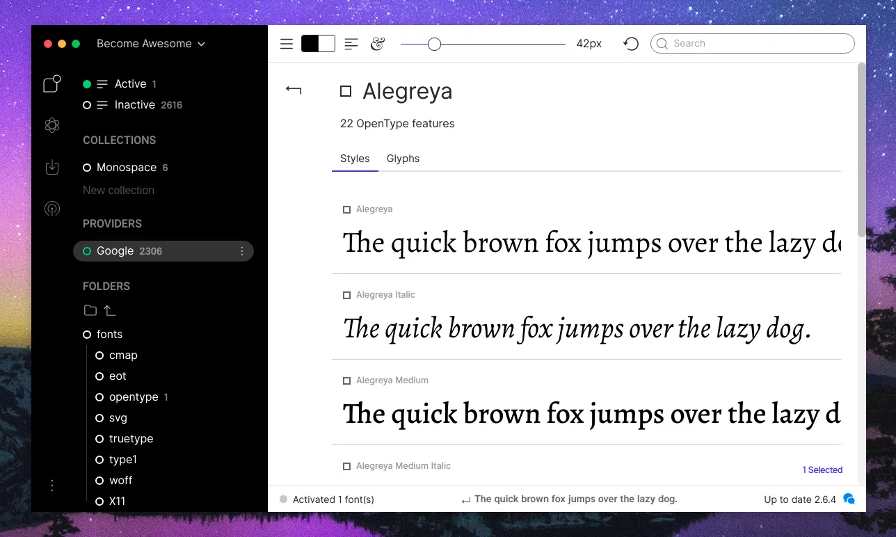 Estilos de fonte Fontbase