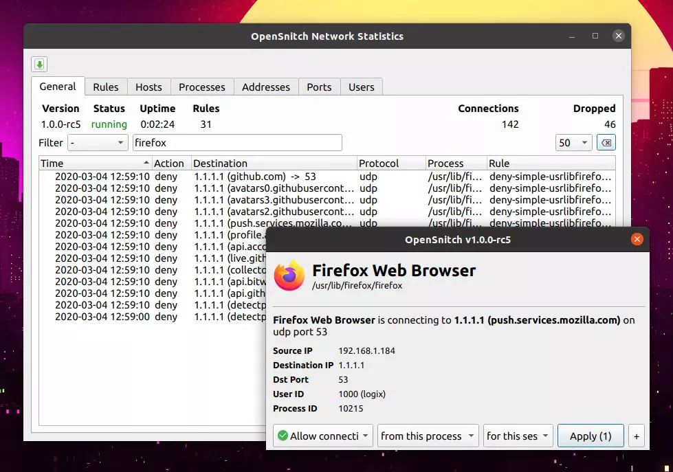 Firewall de aplicativo OpenSnitch Linux