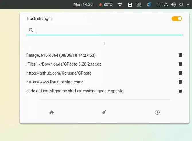 Extensão GPaste Gnome Shell do Ubuntu 18.04