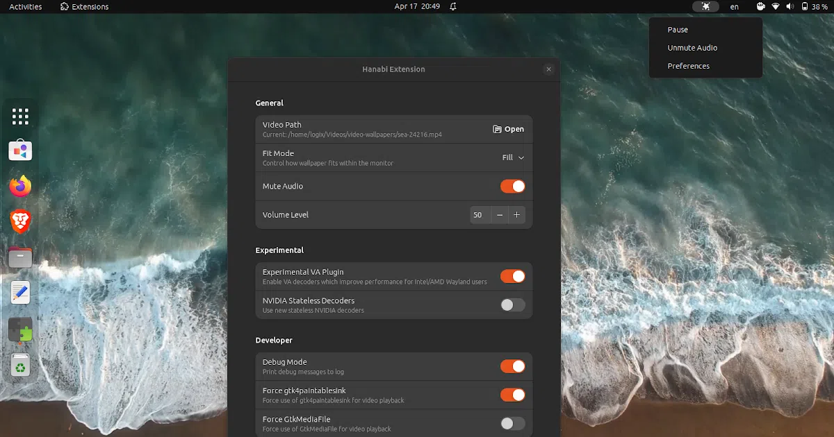 hanabi-gnome-live-wallpaper