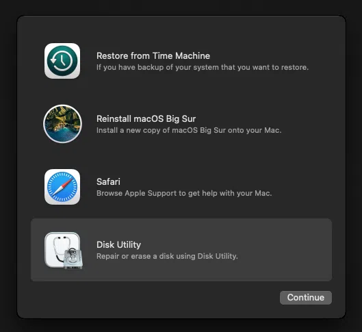 Utilitário de disco de Docker MacOS QEMU
