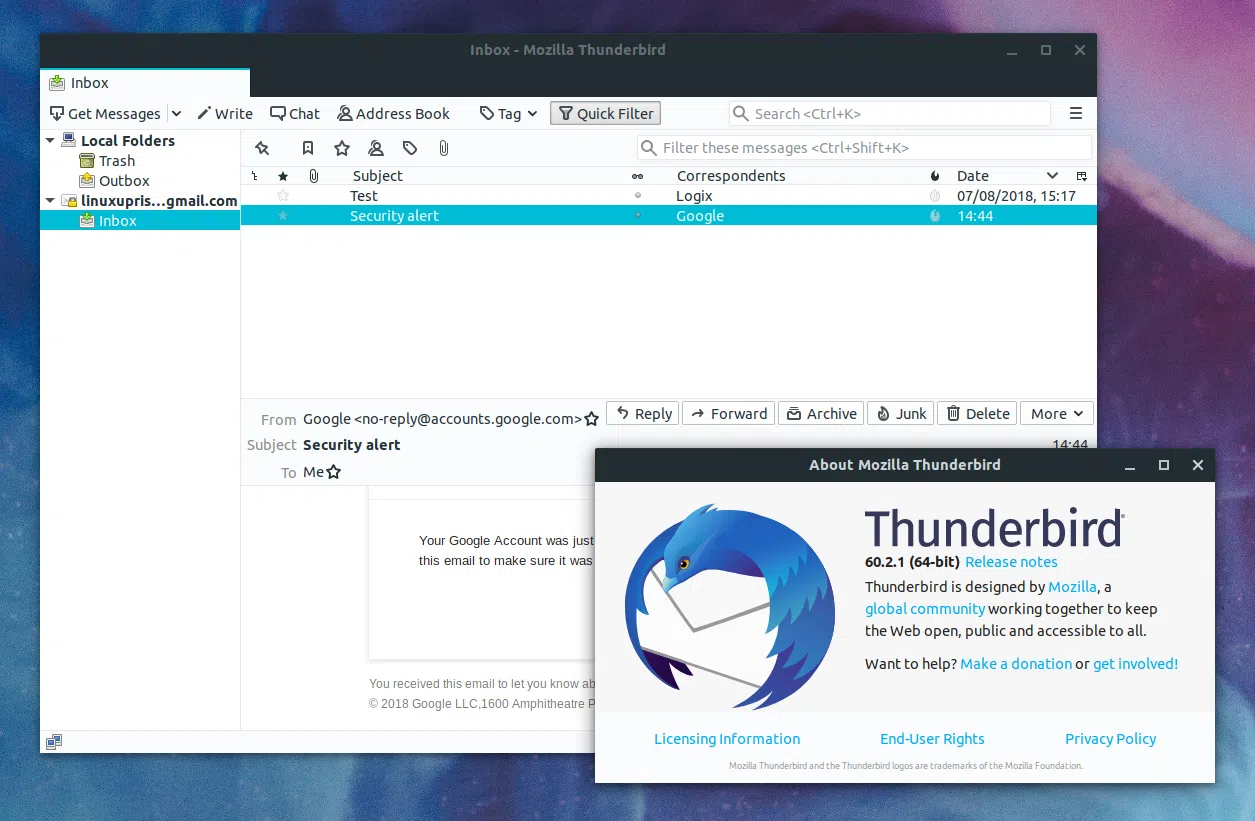 Thunderbird 60 Ubuntu PPA