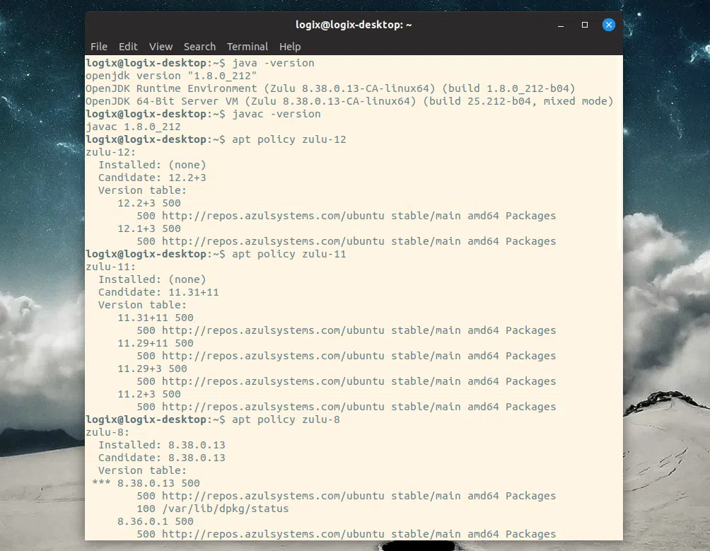 Zulu OpenJDK constrói no Ubuntu