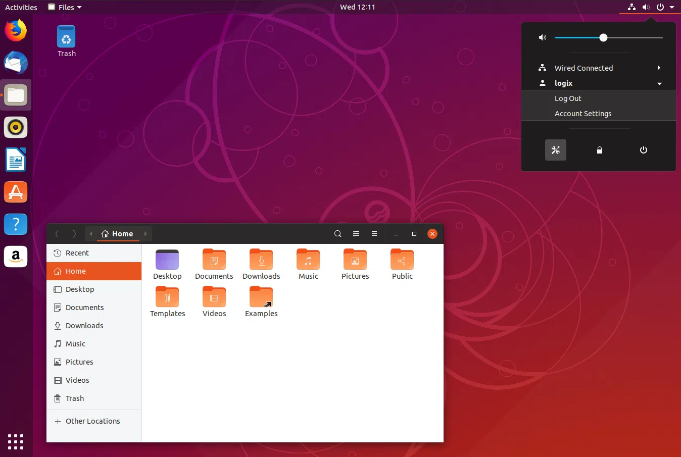 Captura de tela do desktop do Ubuntu 18.10