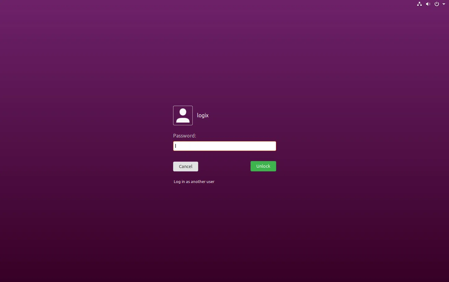 Captura de tela da senha da tela de bloqueio do Ubuntu 18.10 Yaru