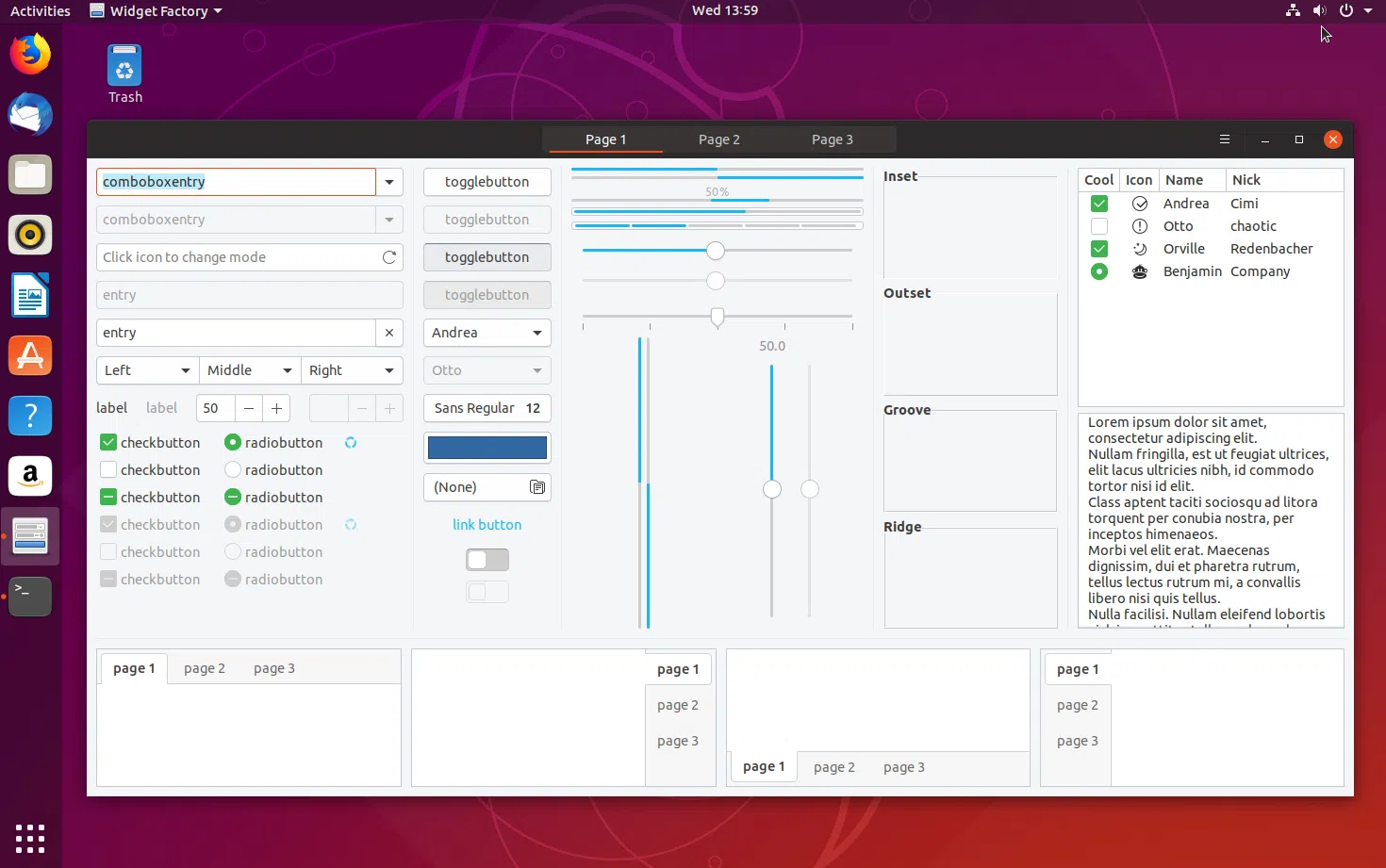 Widgets de tema do Ubuntu 18.10 Yaru Gtk
