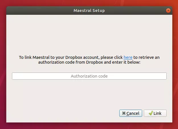 Autorização do Maestral Dropbox