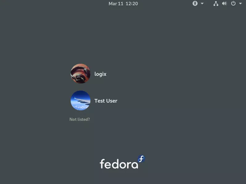 Tela de login do GNOME Shell 3.6