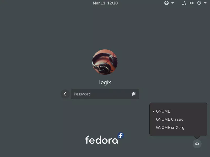 Tela de login do GNOME Shell 3.6