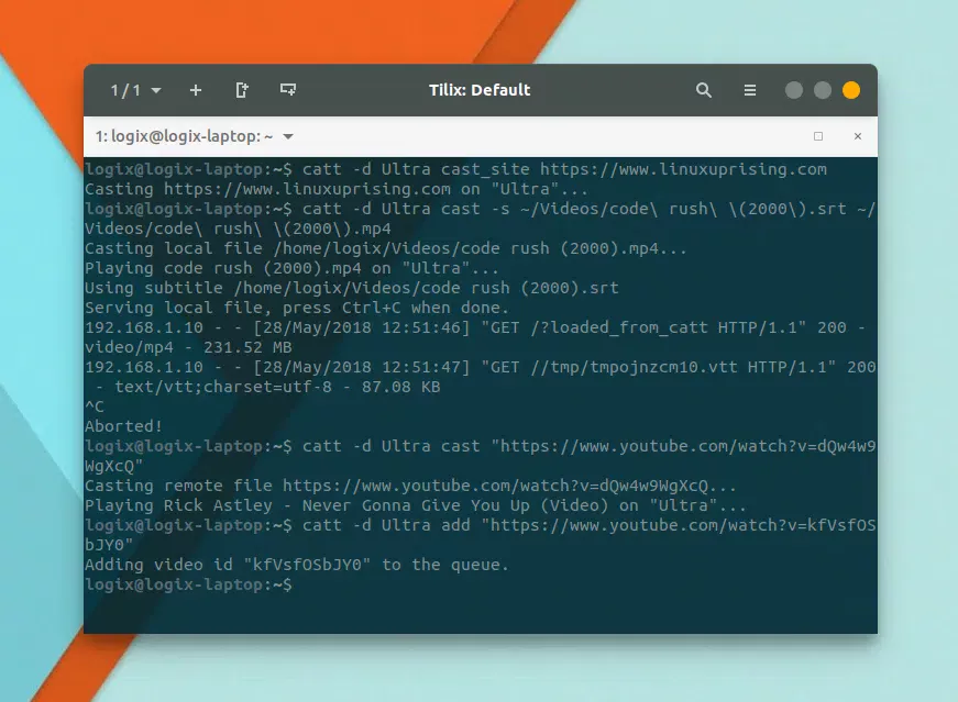 Reprodutor Chromecast da linha de comando Catt Cast All The Things