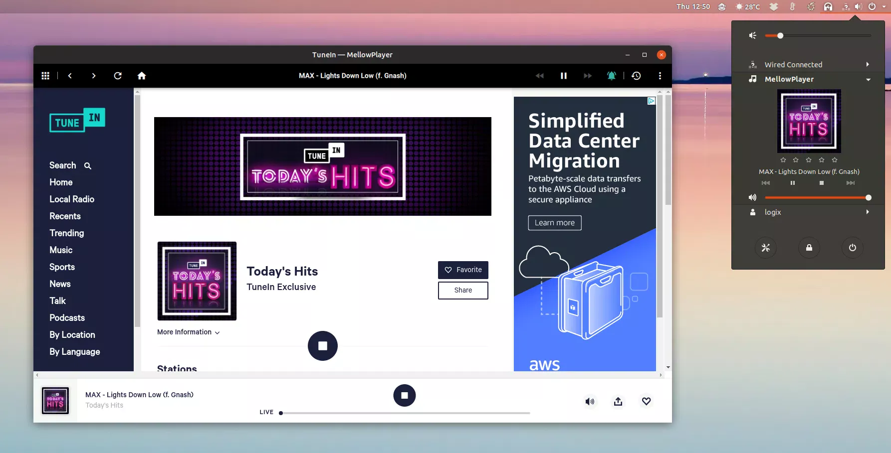 MellowPlayer Gnome Shell Media Player