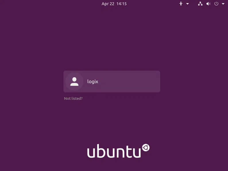 Ubuntu 20.04 login screen