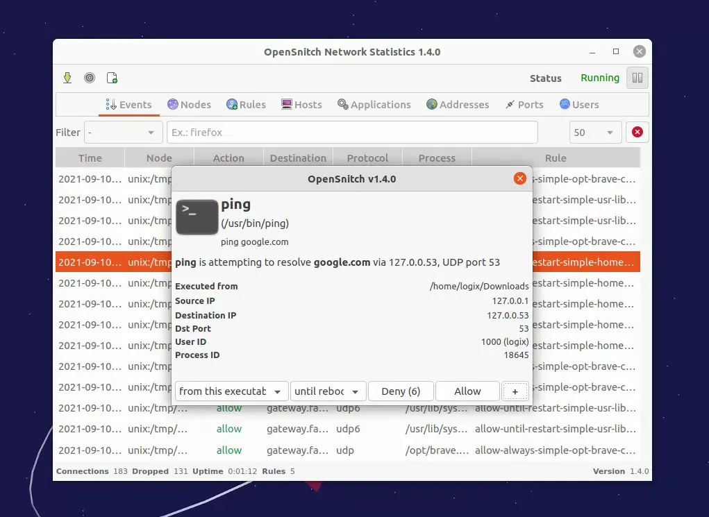 OpenSnitch Application Firewall